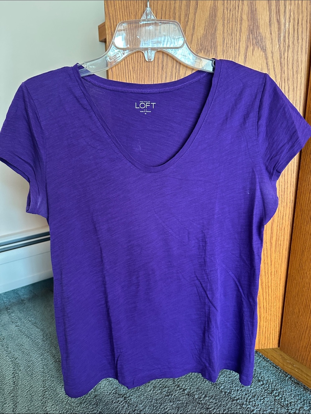 LOFT Purple Short Sleeve V-Neck Tee